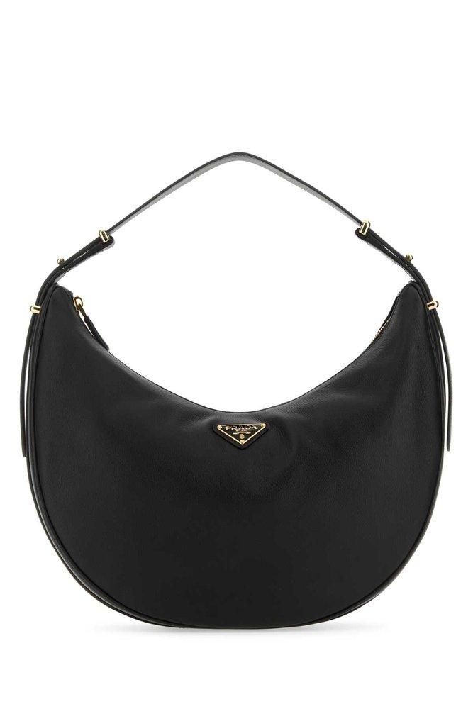 PRADA Arqué Leather Mini Shoulder Bag In Black Product Image