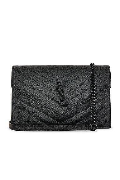 Saint Laurent Cassandra Envelope Chain Wallet Bag Black.. Product Image