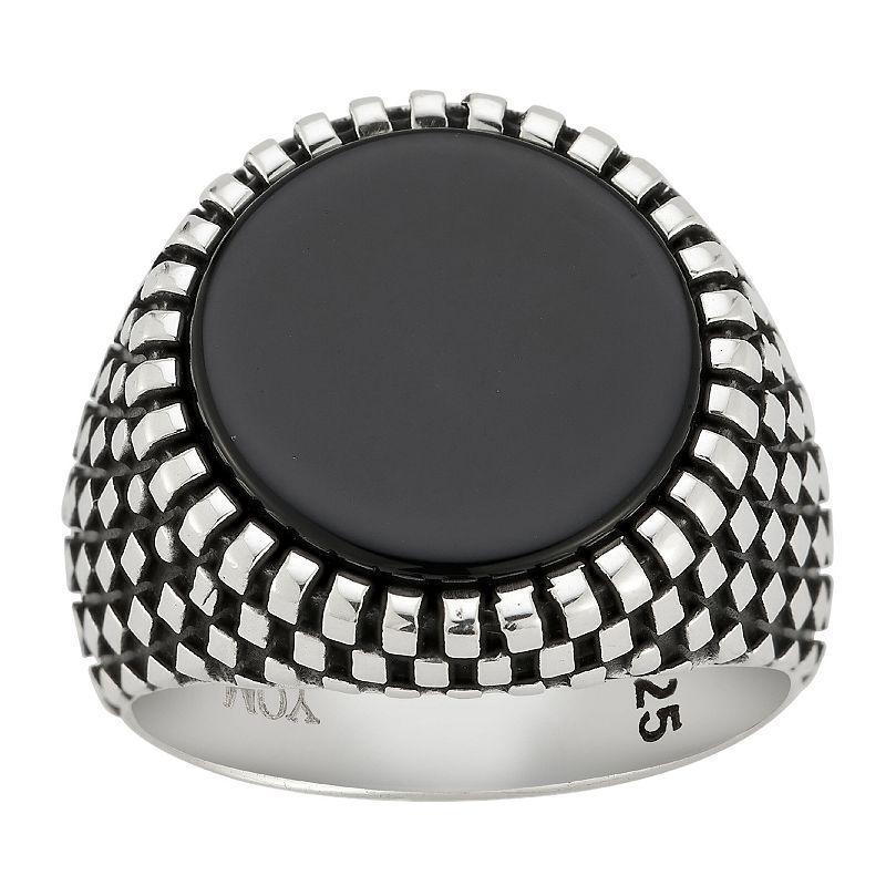 Menster Sterling Silver Black Onyx Oxidized Signet Ring, Mens Grey Product Image