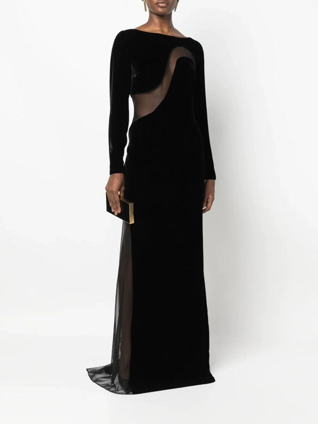 TOM FORD Velvet Boat-neck Cutout Gown In Black Product Image