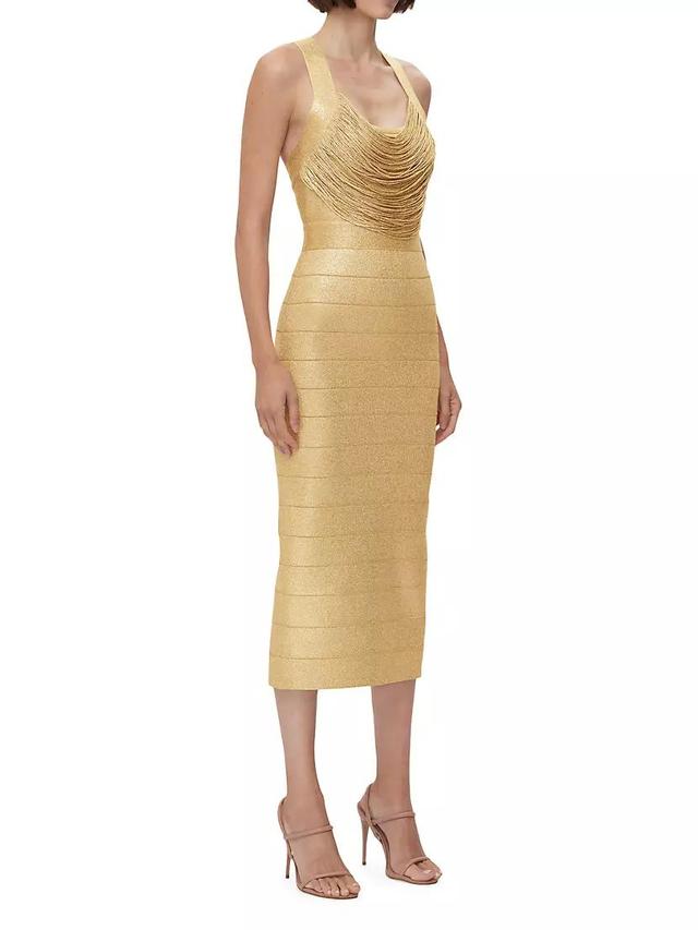 Disco Knit Fringe Bandage Midi-Dress Product Image