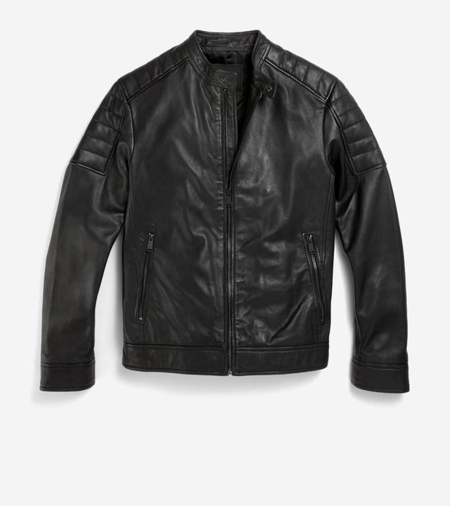 Cole Haan Mens Leather Moto Jacket - Camel Product Image