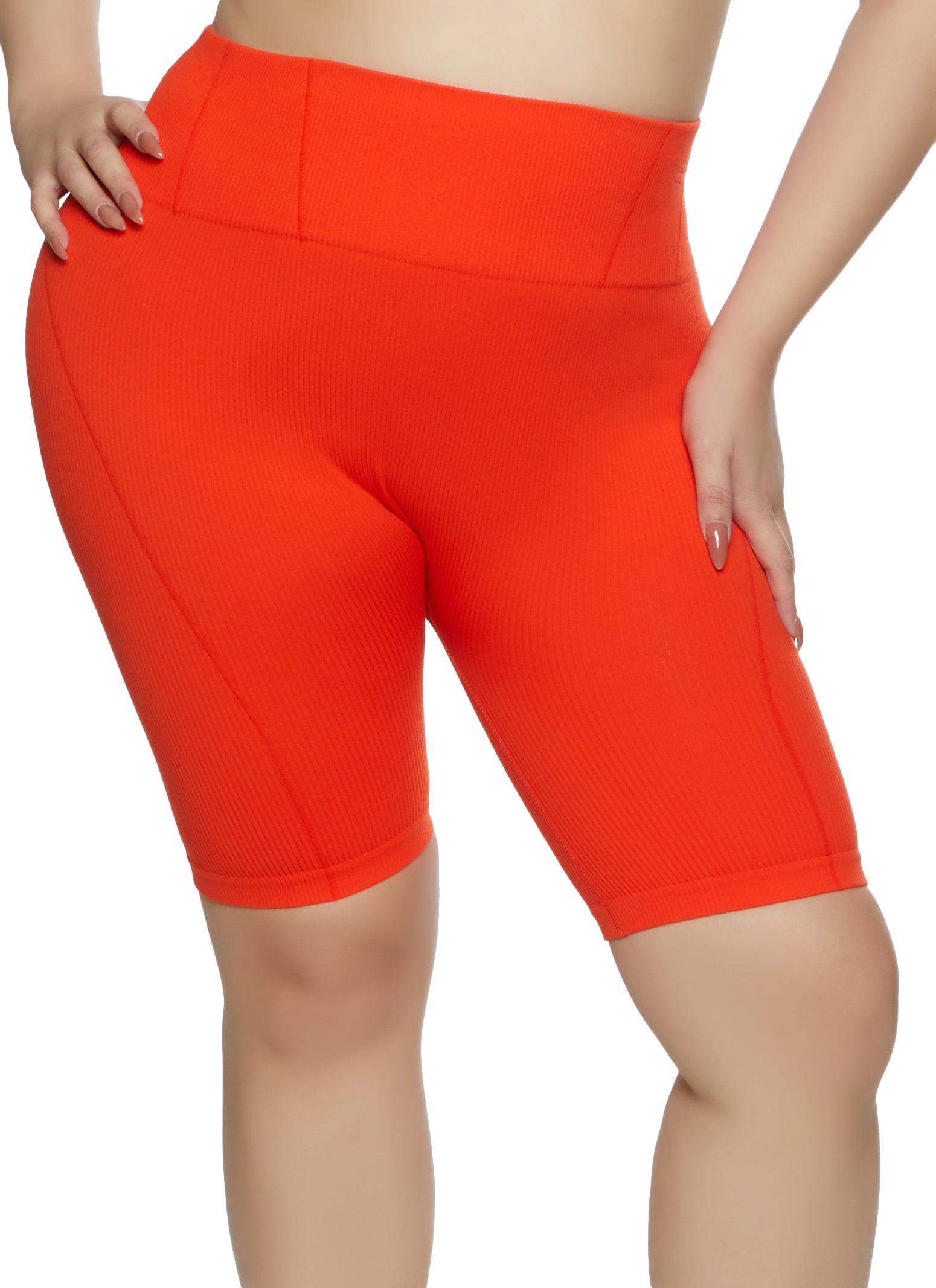 Womens Plus Size Seamless Ribbed Biker Shorts Product Image