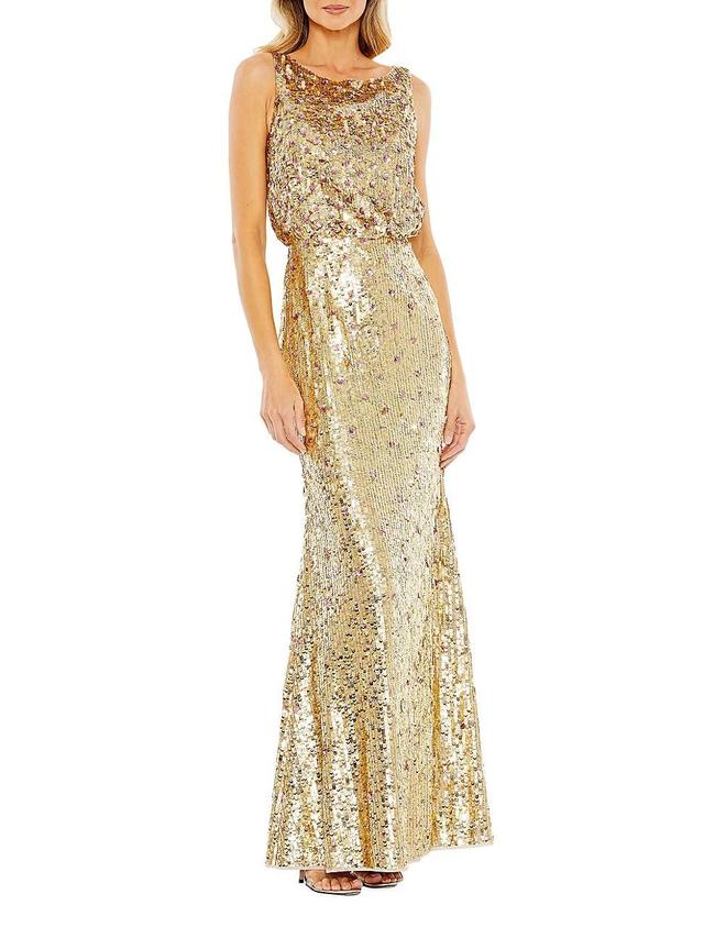 Womens Sequin Sleeveless Boatneck Gown Product Image