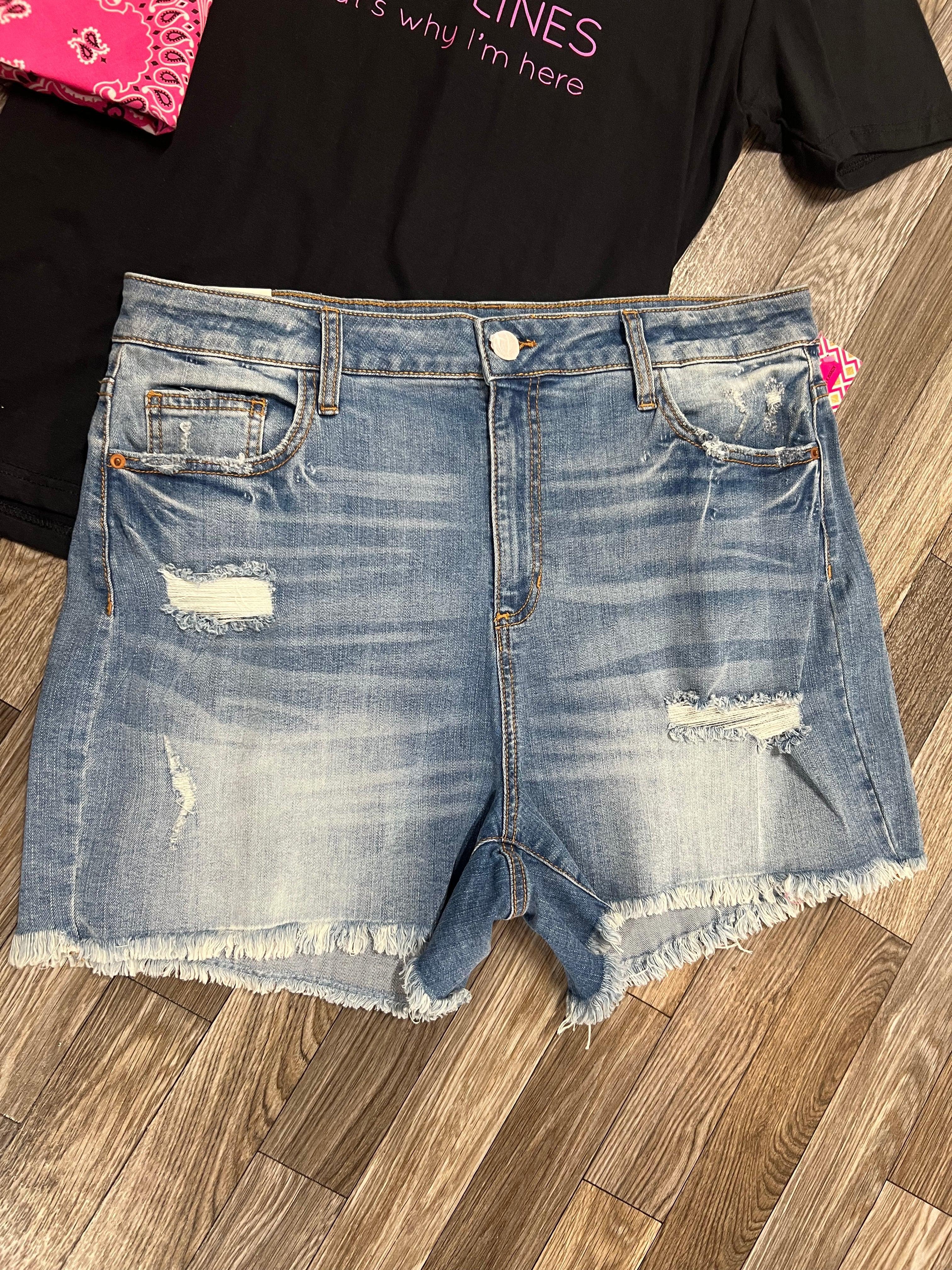 Plus Size SneakPeek Distressed Denim Shorts Female Product Image