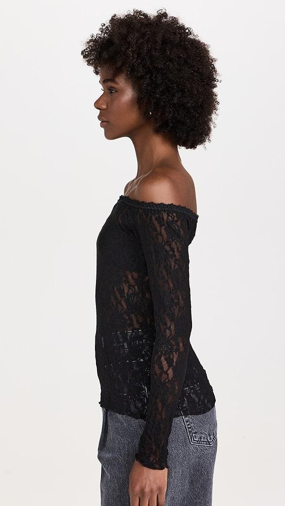 Hanky Panky Sig Lace Off Shoulder Long Sleeve Top | Shopbop Product Image