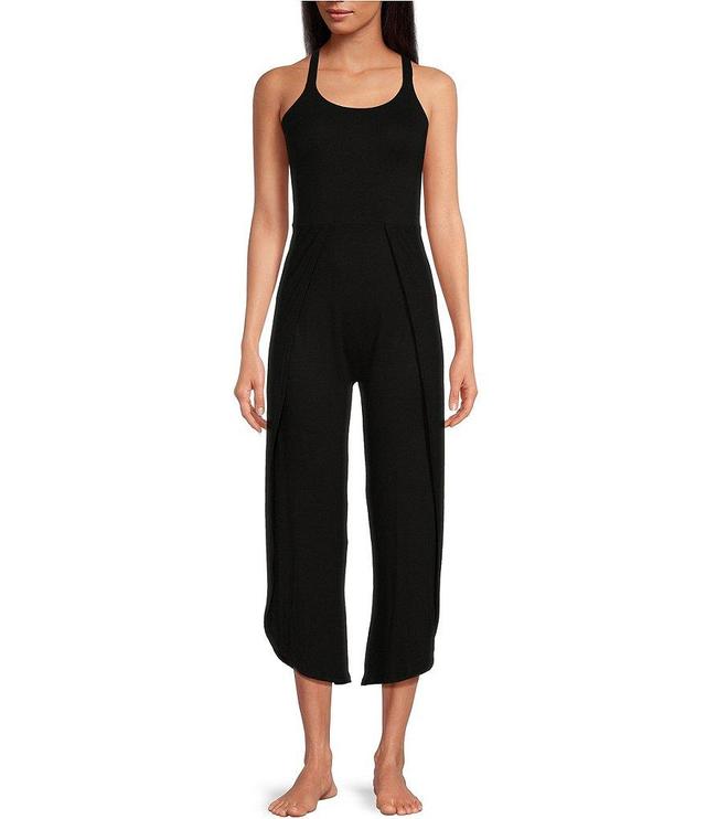 JALA Bhakti Active Jersey Sleeveless Scoop Neck Criss Cross Back Front Slit Jumpsuit Product Image