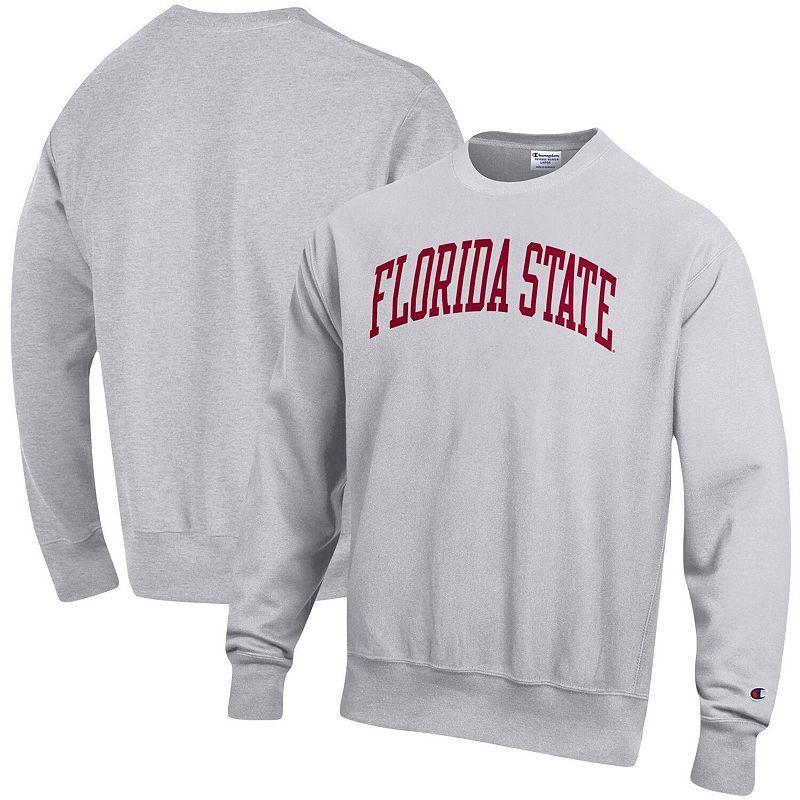 Mens Champion Heathered Gray Florida State Seminoles Arch Reverse Weave Pullover Sweatshirt FSU Grey Product Image