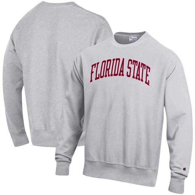 Mens Champion Heathered Gray Florida State Seminoles Arch Reverse Weave Pullover Sweatshirt Product Image