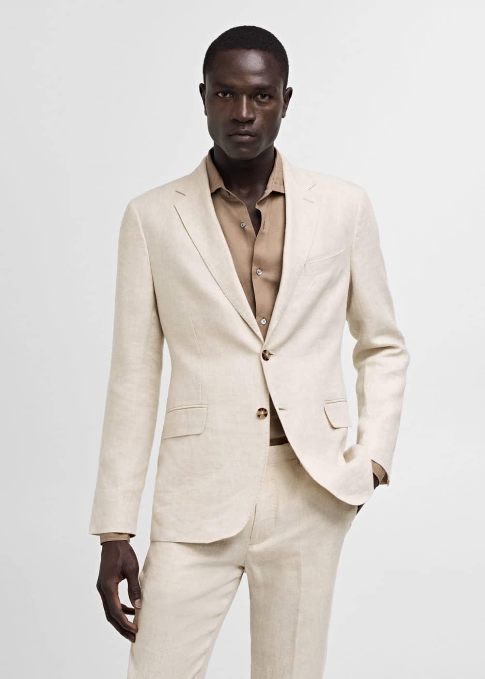 Mango Mens Linen Slim-Fit Suit Blazer Product Image