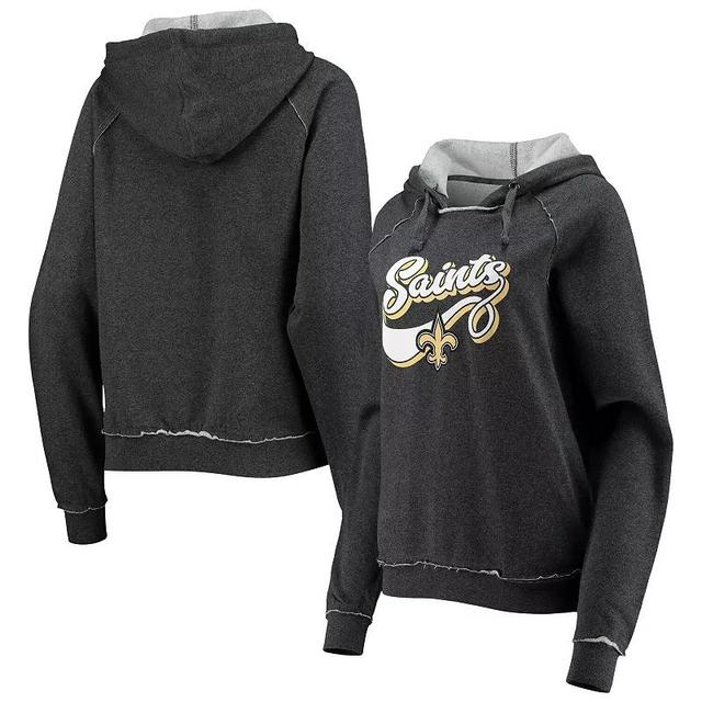 Womens New Era Charcoal New Orleans Saints Script Fleece Raglan Pullover Hoodie Product Image