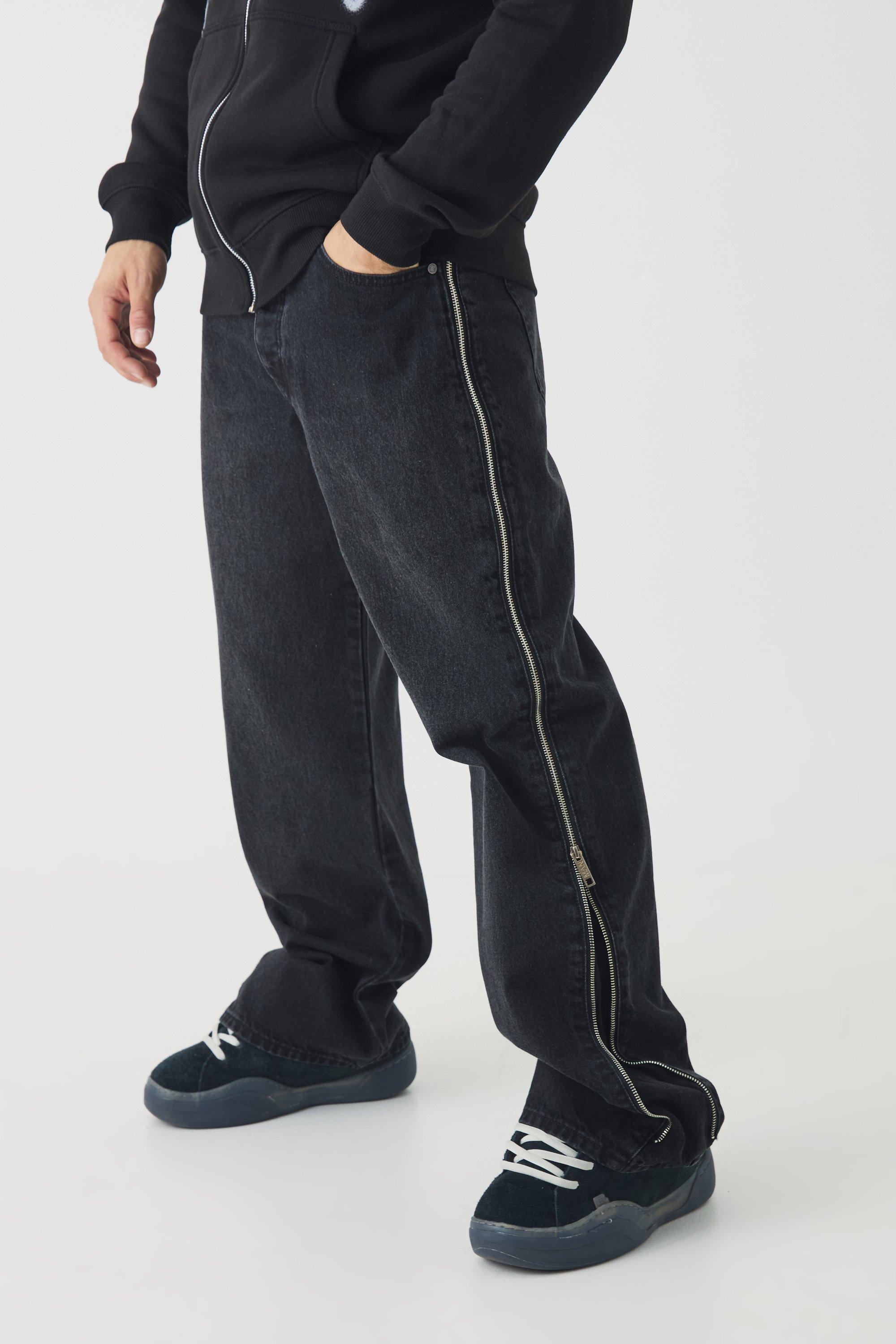 Relaxed Rigid Zip Gusset Denim Jeans | boohooMAN USA product image