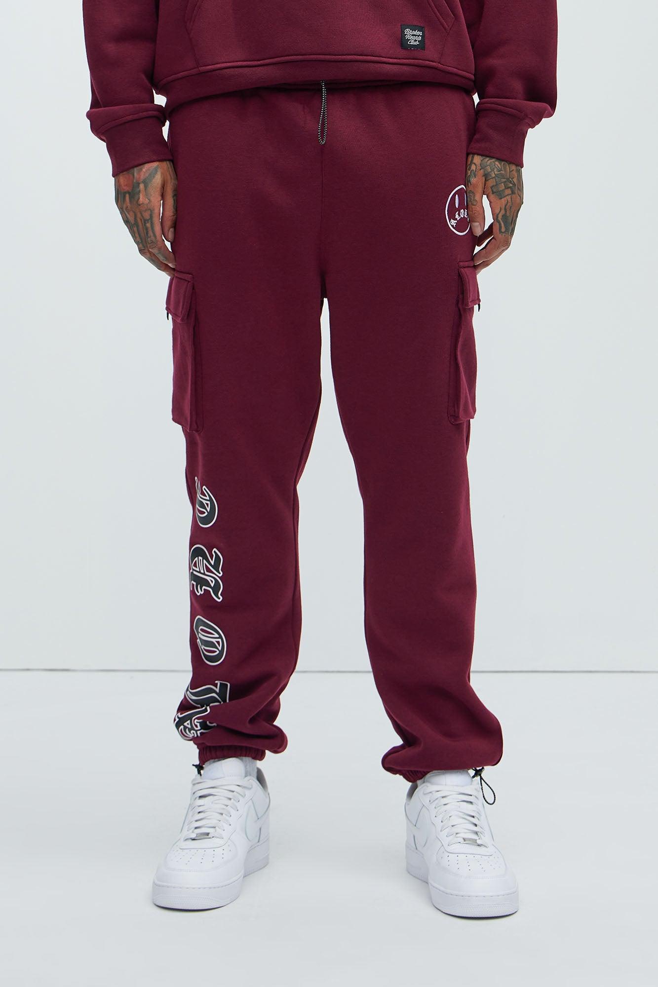 Never Alone Cargo Sweatpant - Burgundy Product Image