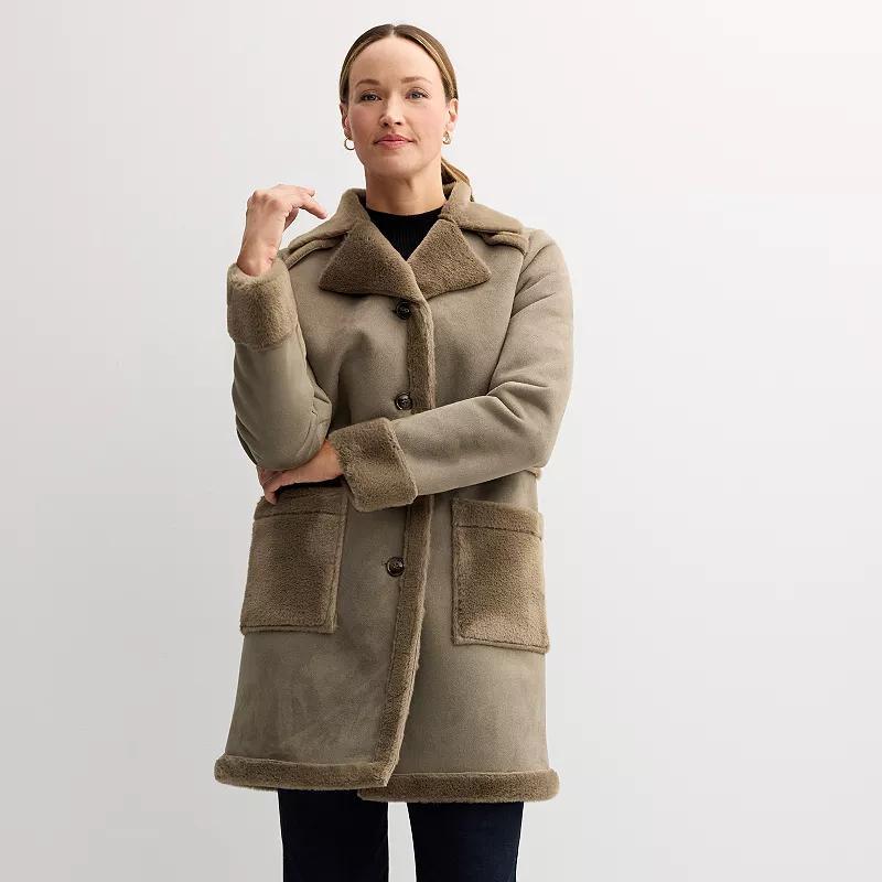 Womens Farmers Market Faux Fur & Faux Suede Jacket Product Image