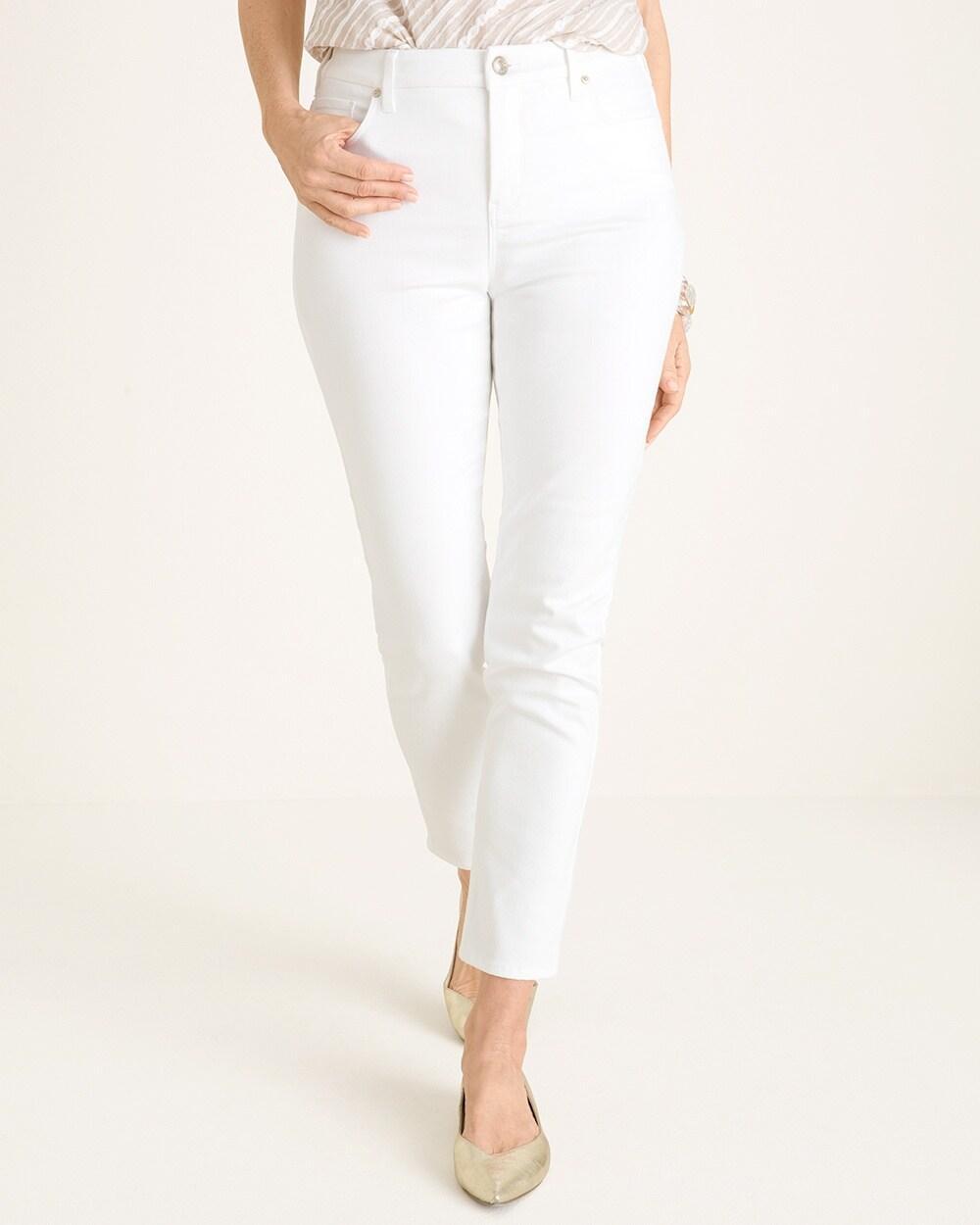 No-Stain White Girlfriend Ankle Jeans Product Image