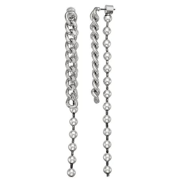 Simply Vera Vera Wang Silver Tone Puffy Chain Front Back Earrings, Womens Product Image