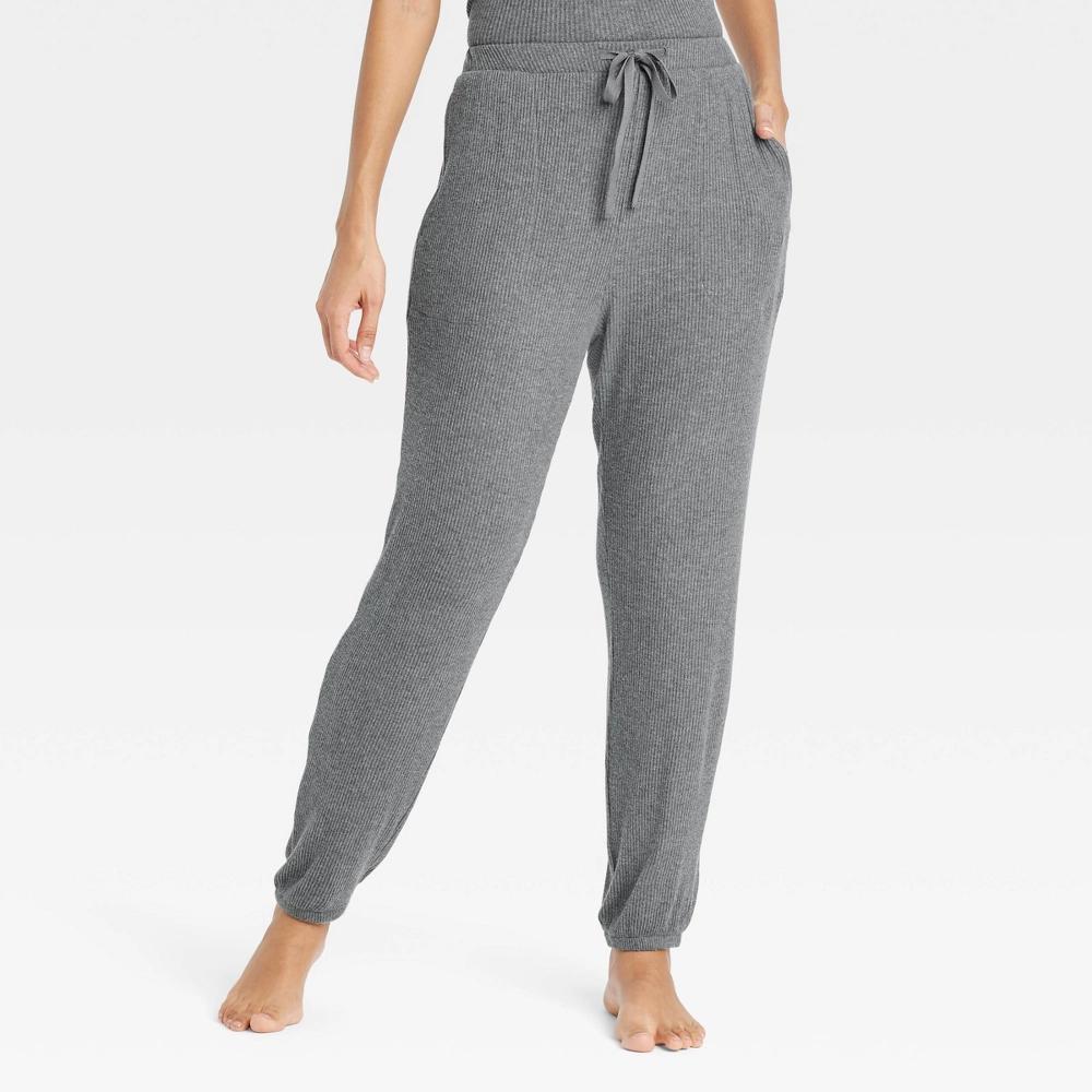 Womens Cozy Ribbed Jogger Pants - Auden Dark M Product Image