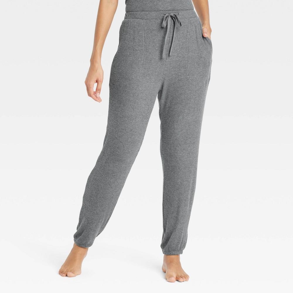 Womens Cozy Ribbed Jogger Pants - Auden Dark L Product Image