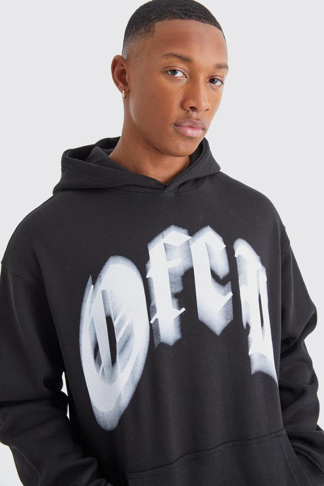 Mens Black Oversized Graphic Hoodie, Black Product Image