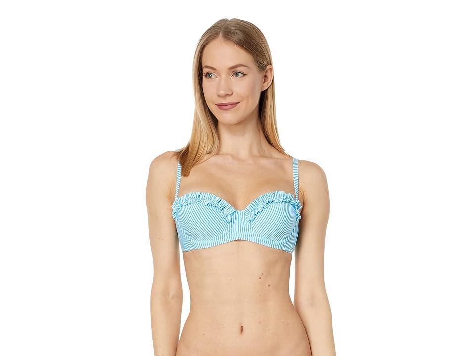 Lilly Pulitzer Leven Ruffle Bikini Top (Cumulus Seersucker Stripe) Women's Swimwear Product Image