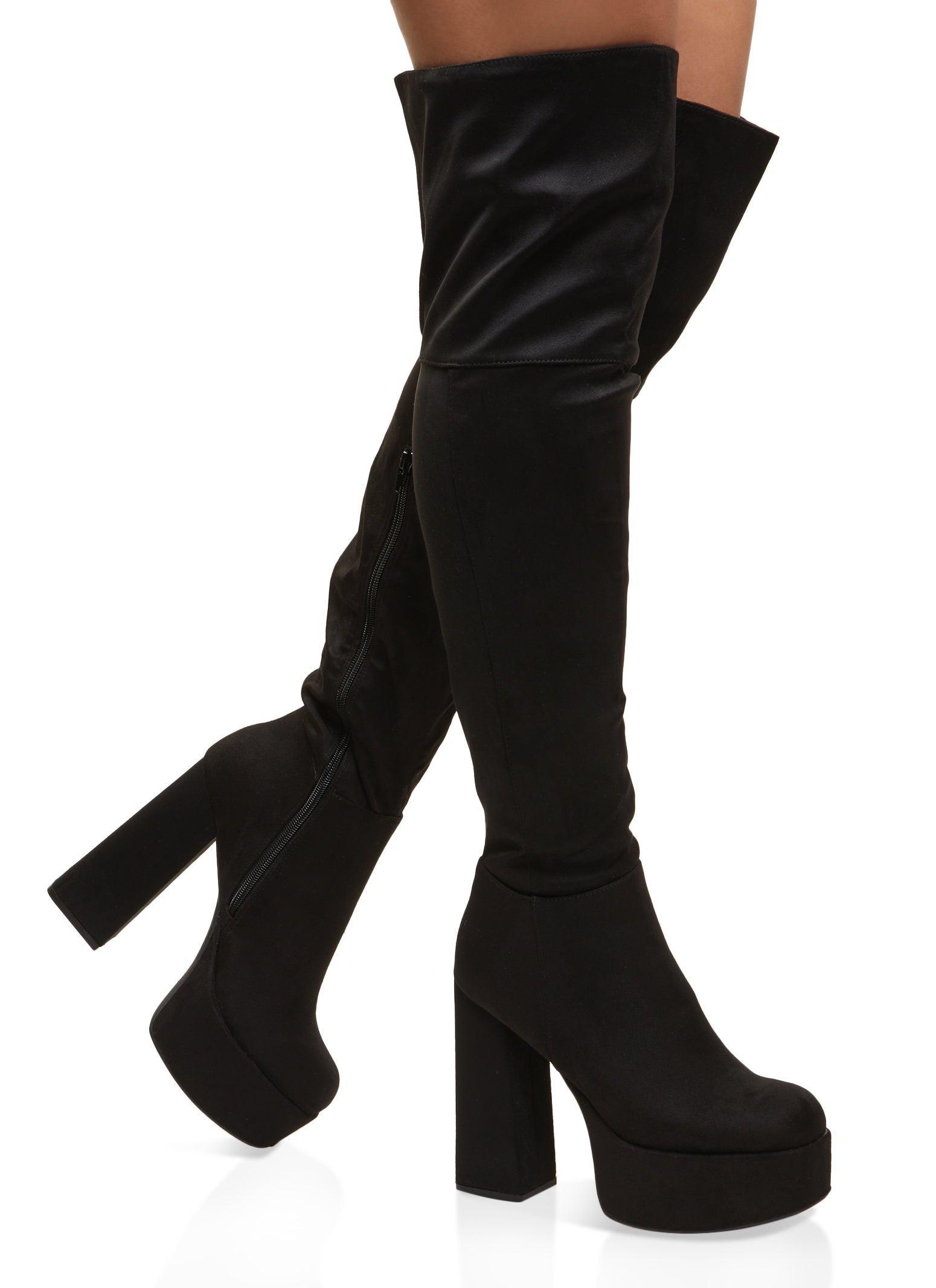 Womens Platform Side Zip Over the Knee Boots Product Image