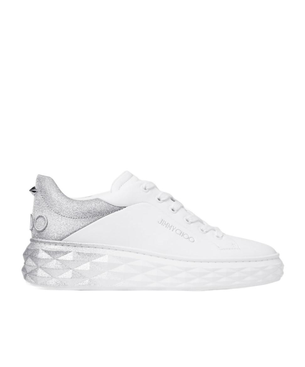 JIMMY CHOO Diamond Leather Ombre Low-top Sneakers In White Product Image