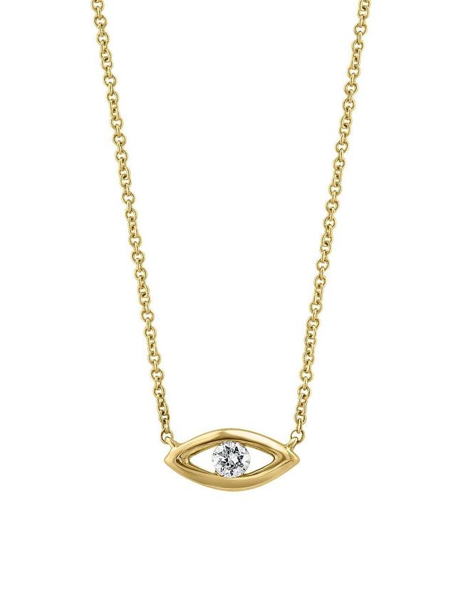 Womens 14K Yellow Gold & Diamond Eye Pendant Necklace Product Image