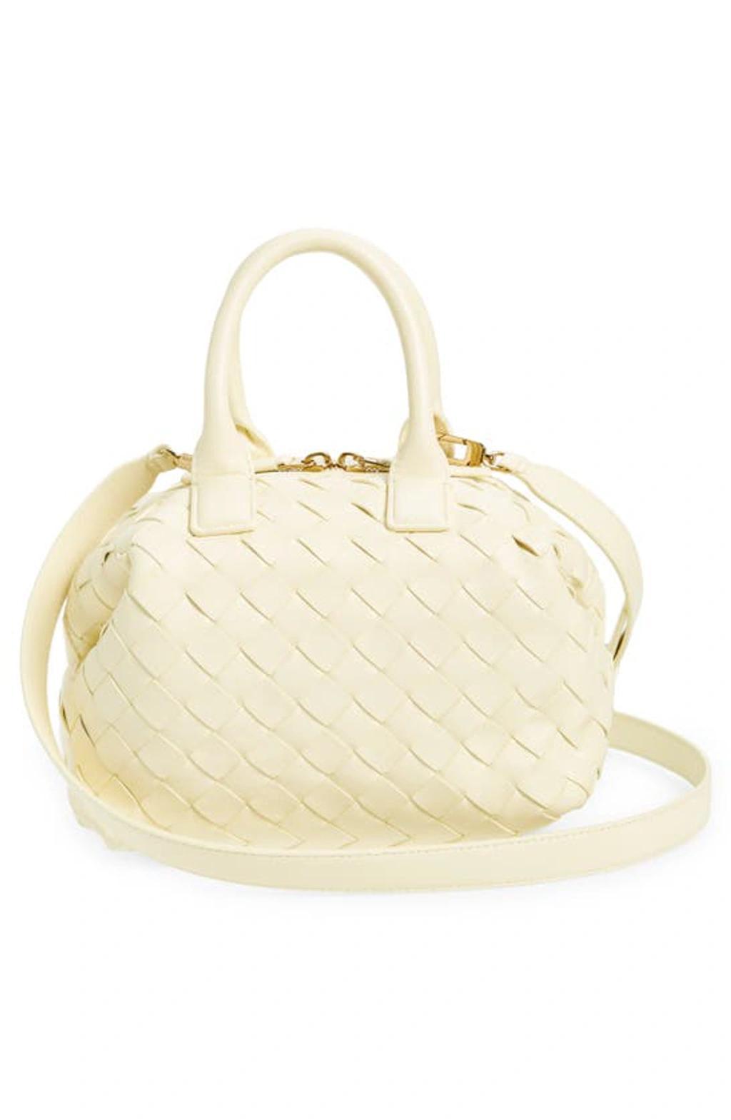 Mini Bauletto Intreciatto Lambskin Leather Handbag In 3325 Camomile M Bras Product Image