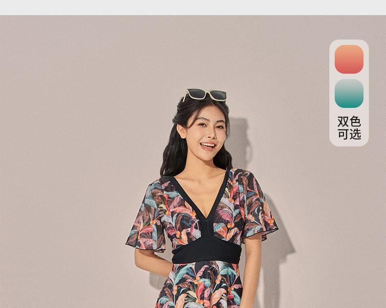 Short-Sleeve Floral Swim Dress Product Image