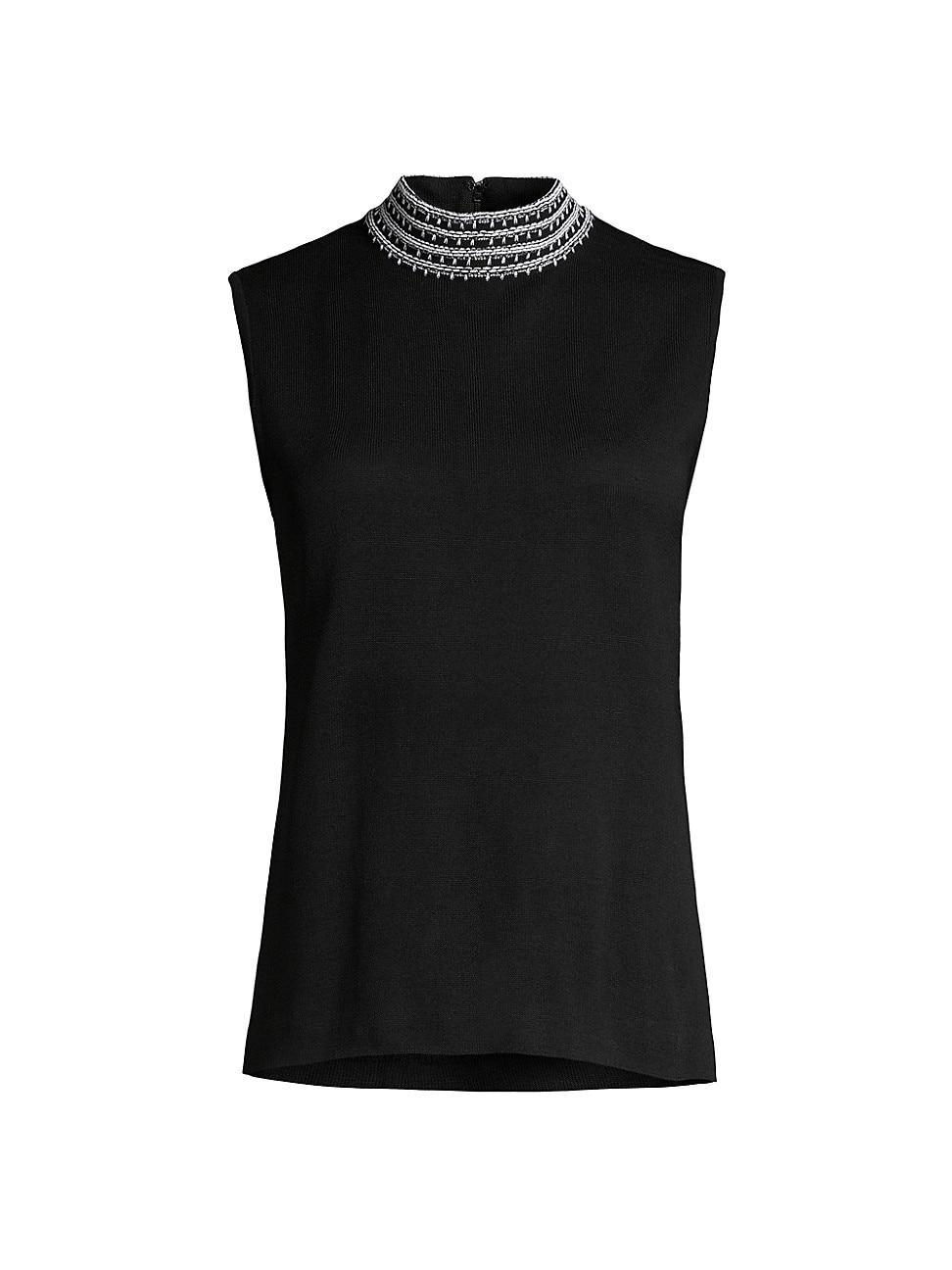 Misook Embroidered Mock Neck Tank Product Image