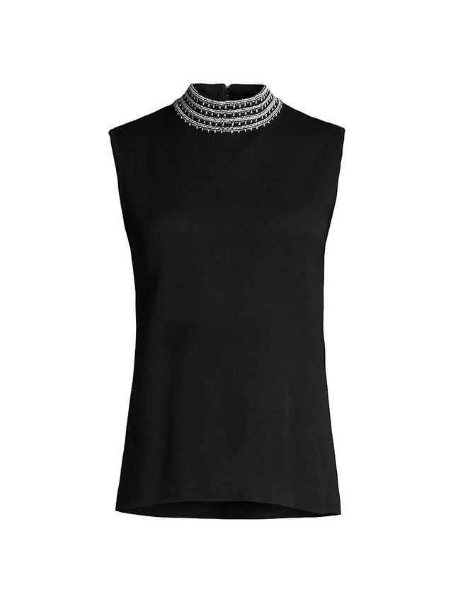 Misook Embroidered Mock Neck Tank Product Image