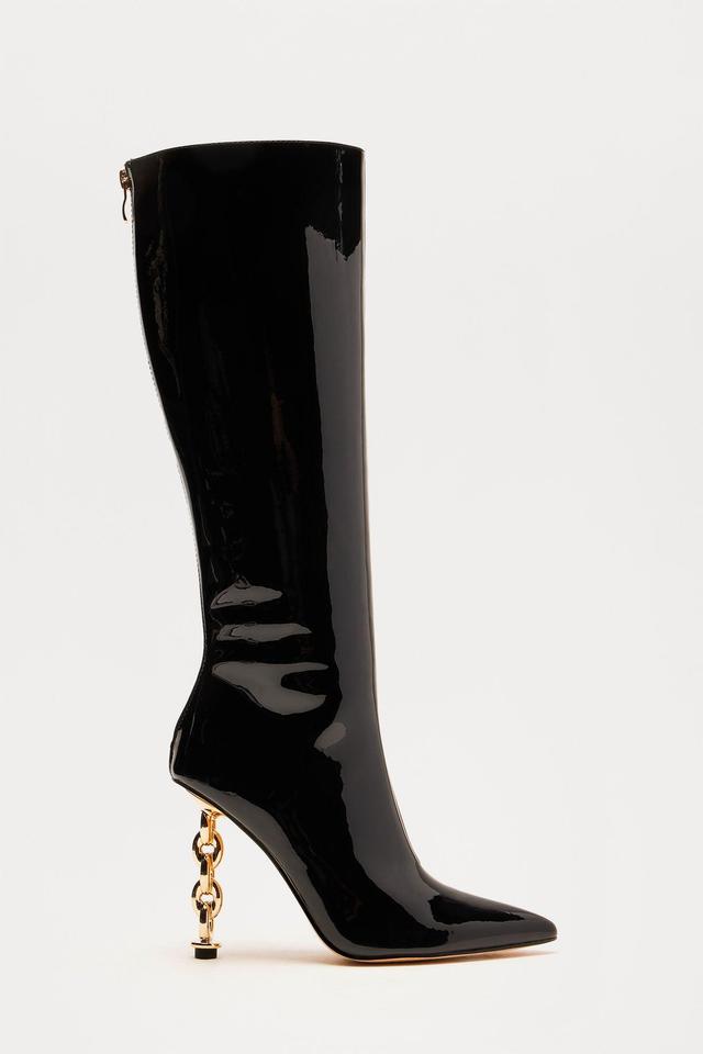 Inside Scoop Knee High Boots - Black Product Image