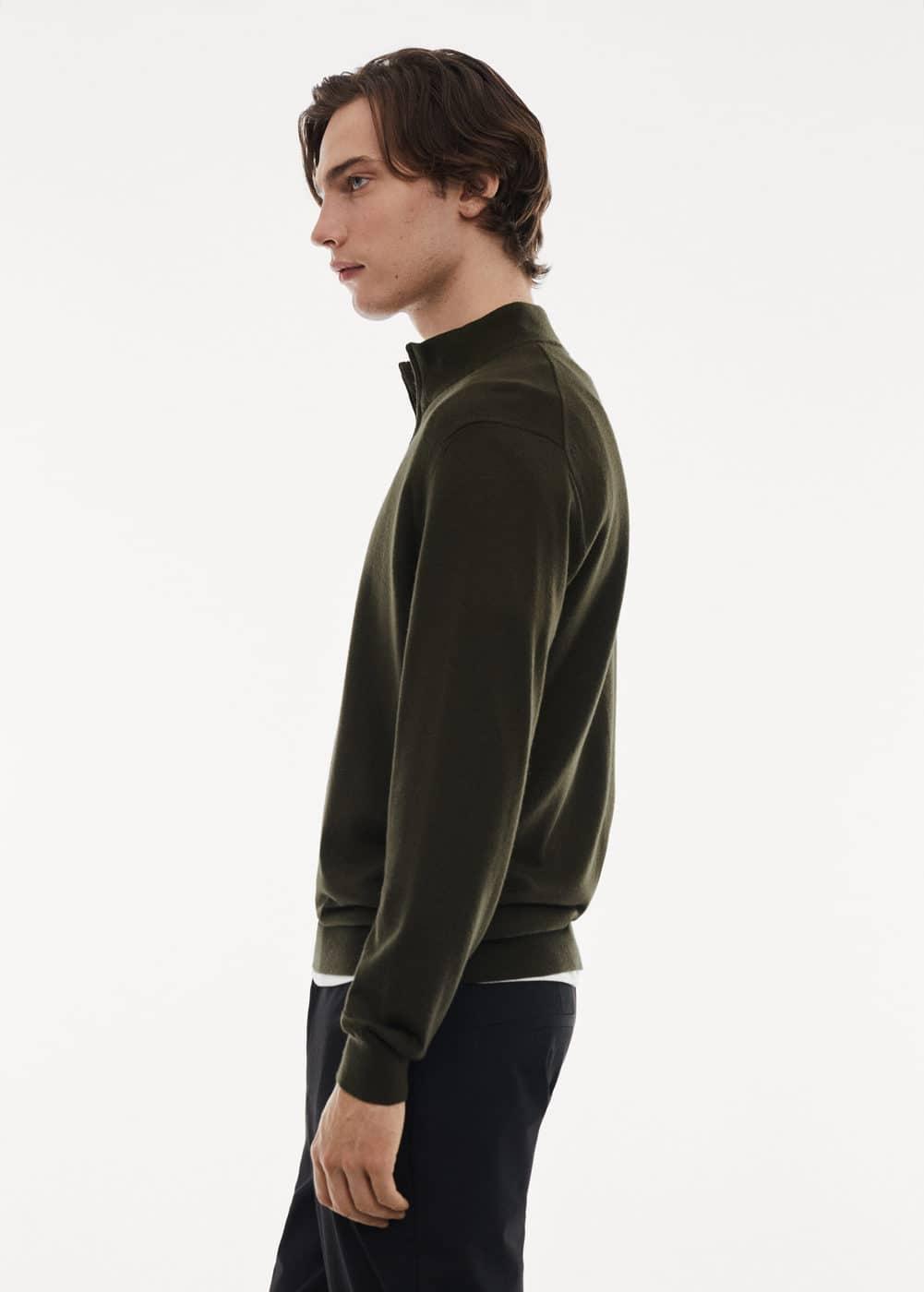 MANGO MAN - 100% merino wool sweater with zipper collar khakiMen Product Image