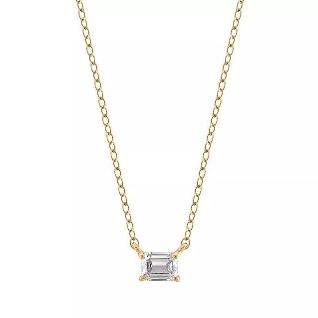 Arctic Clear 14k Gold 1/3 Carat T.W. Emerald Cut Lab-Grown Diamond Solitaire Pendant Necklace, Womens Product Image