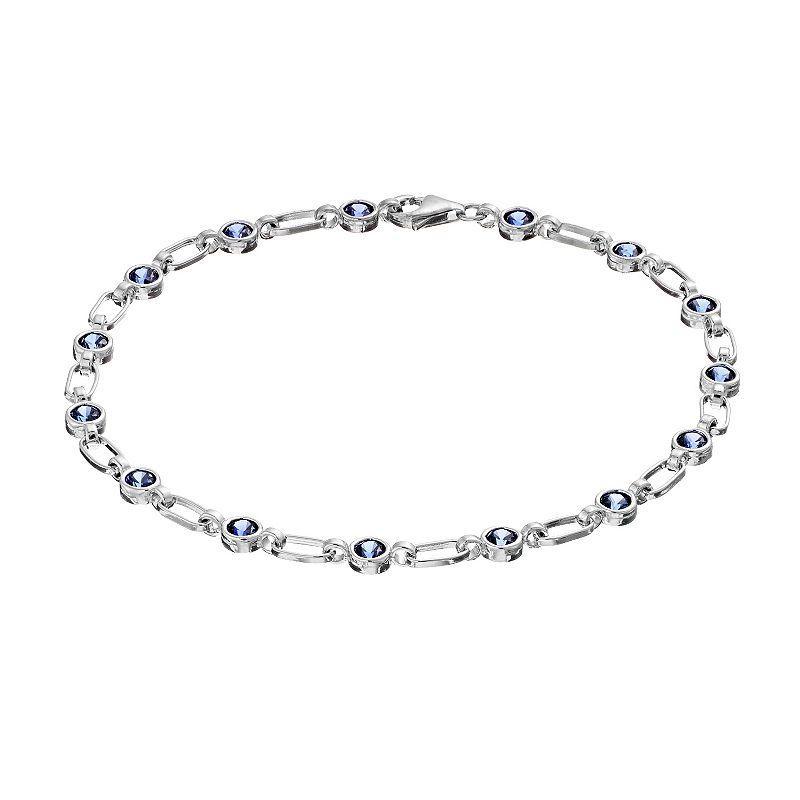 Kristen Kesho Sterling Silver Lab-Created Sapphire Tennis Bracelet, Womens Product Image