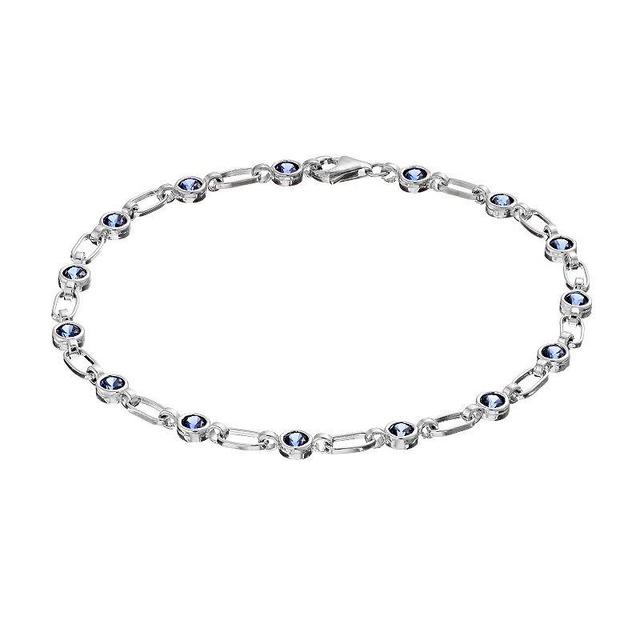 Kristen Kesho Sterling Silver Lab-Created Sapphire Tennis Bracelet, Womens Product Image