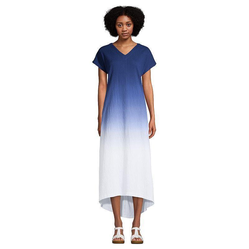 Petite Lands End Crinkle High-Low Midi Dress, Womens Product Image