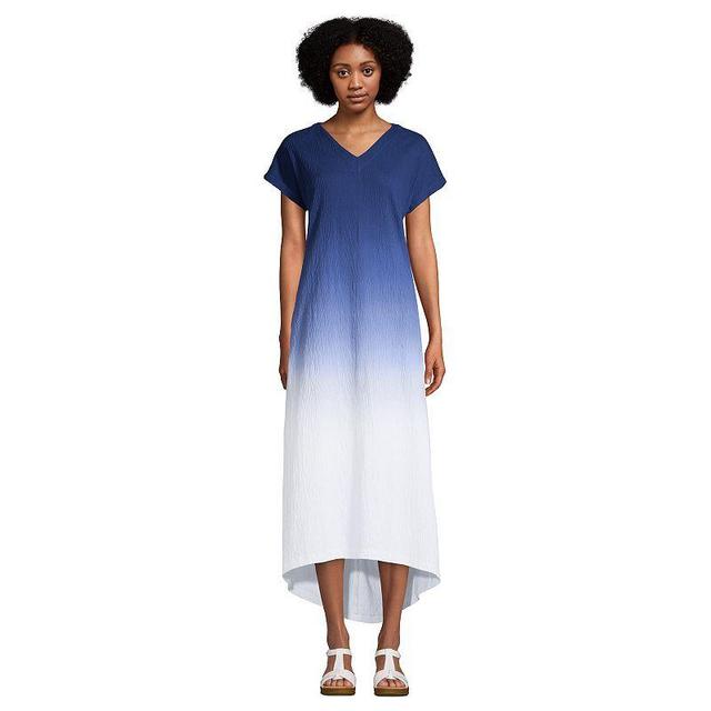 Petite Lands End Crinkle High-Low Midi Dress, Womens Product Image