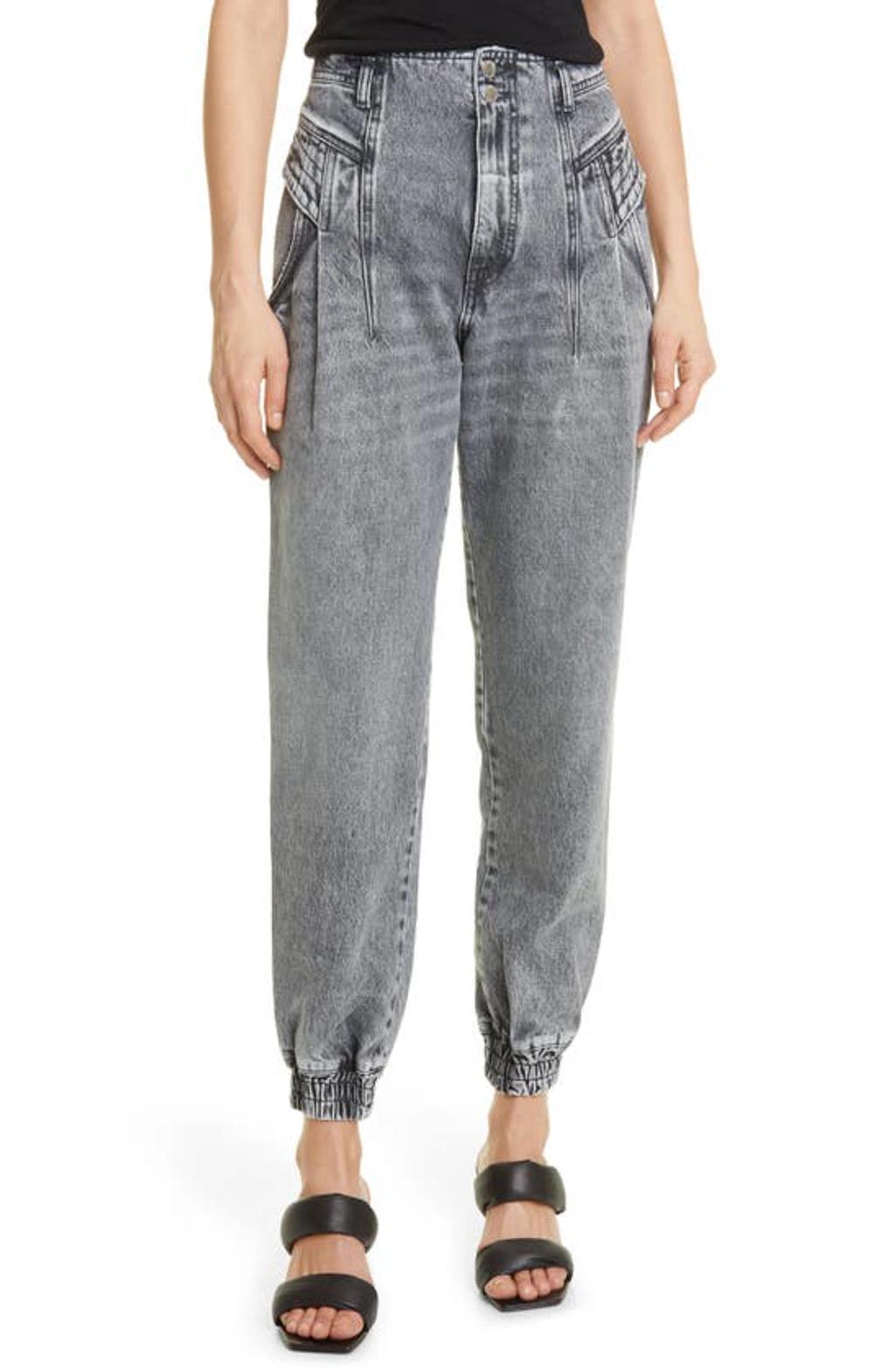 Miriam High Waist Tapered Jeans In Grey Product Image