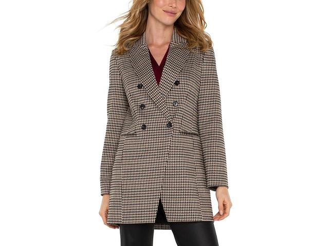 Liverpool Los Angeles Double Breasted Longline Blazer Houndstooth Knit White Houndstooth) Women's Jacket Product Image