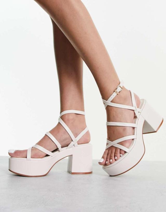 ASOS DESIGN Hoxton chunky mid platforms sandals in off white Product Image