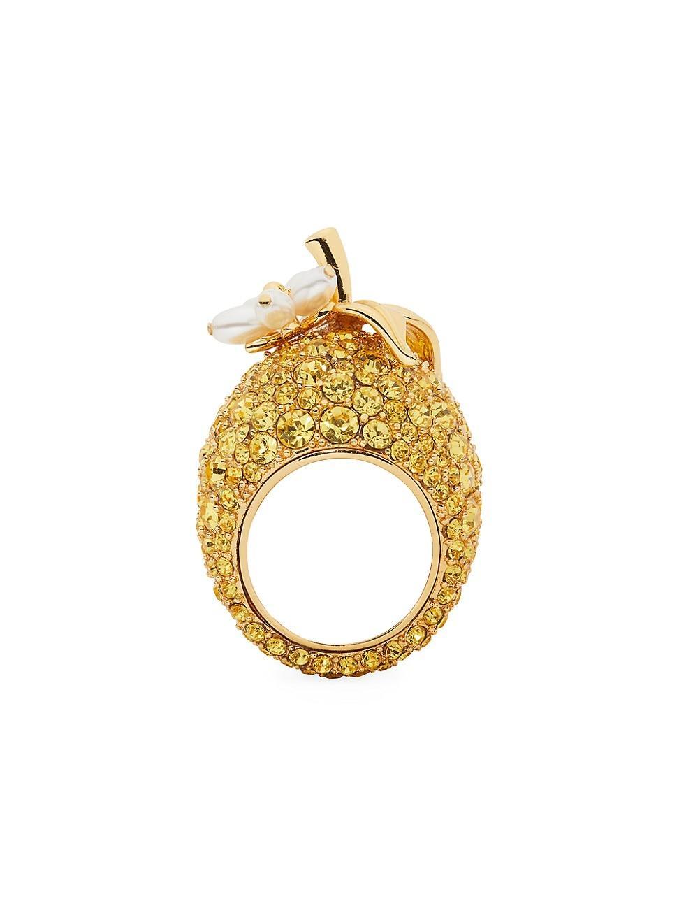 Womens Fresh Squeeze Goldtone, Cubic Zirconia & Faux Pearl Cocktail Ring Product Image