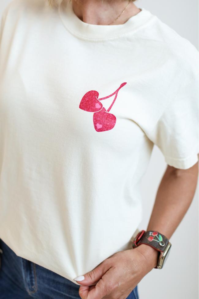 I Love You Cherry Much Ivory Comfort Color Graphic Tee Kalee Rogers X Pink Lily Product Image