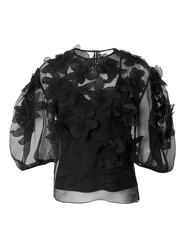 Womens Floral Appliqu Organza Top Product Image