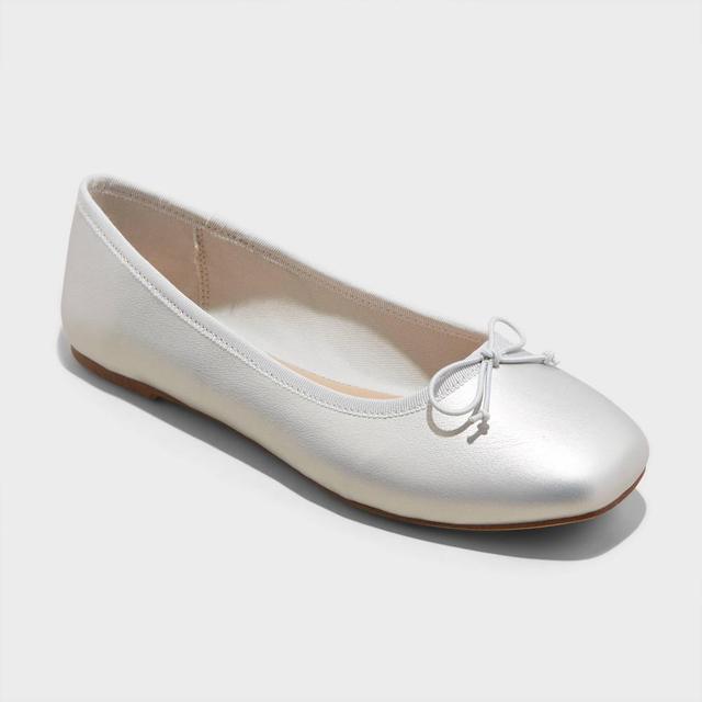 Womens Jackie Ballet Flats - A New Day Silver 12 Product Image