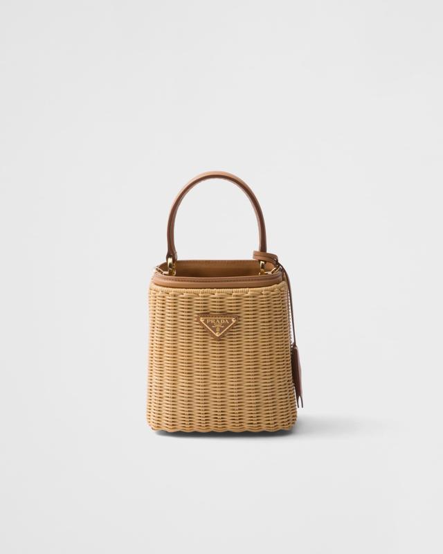 Mini wicker and leather Prada Panier bag Product Image