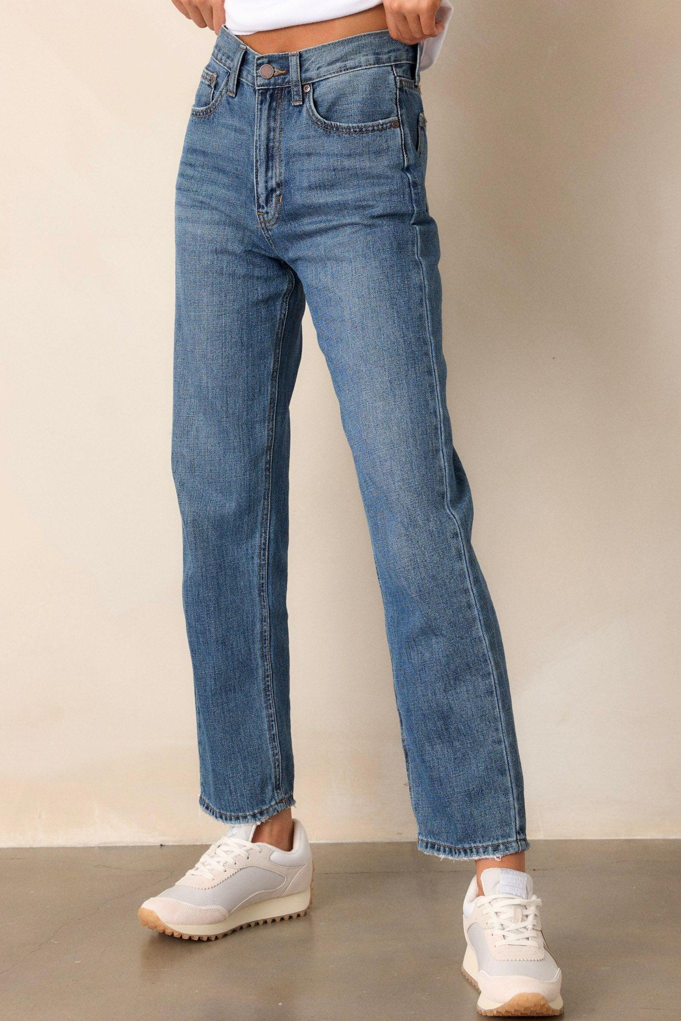 Time To Evolve Medium Wash Classic Straight Leg Jeans product image