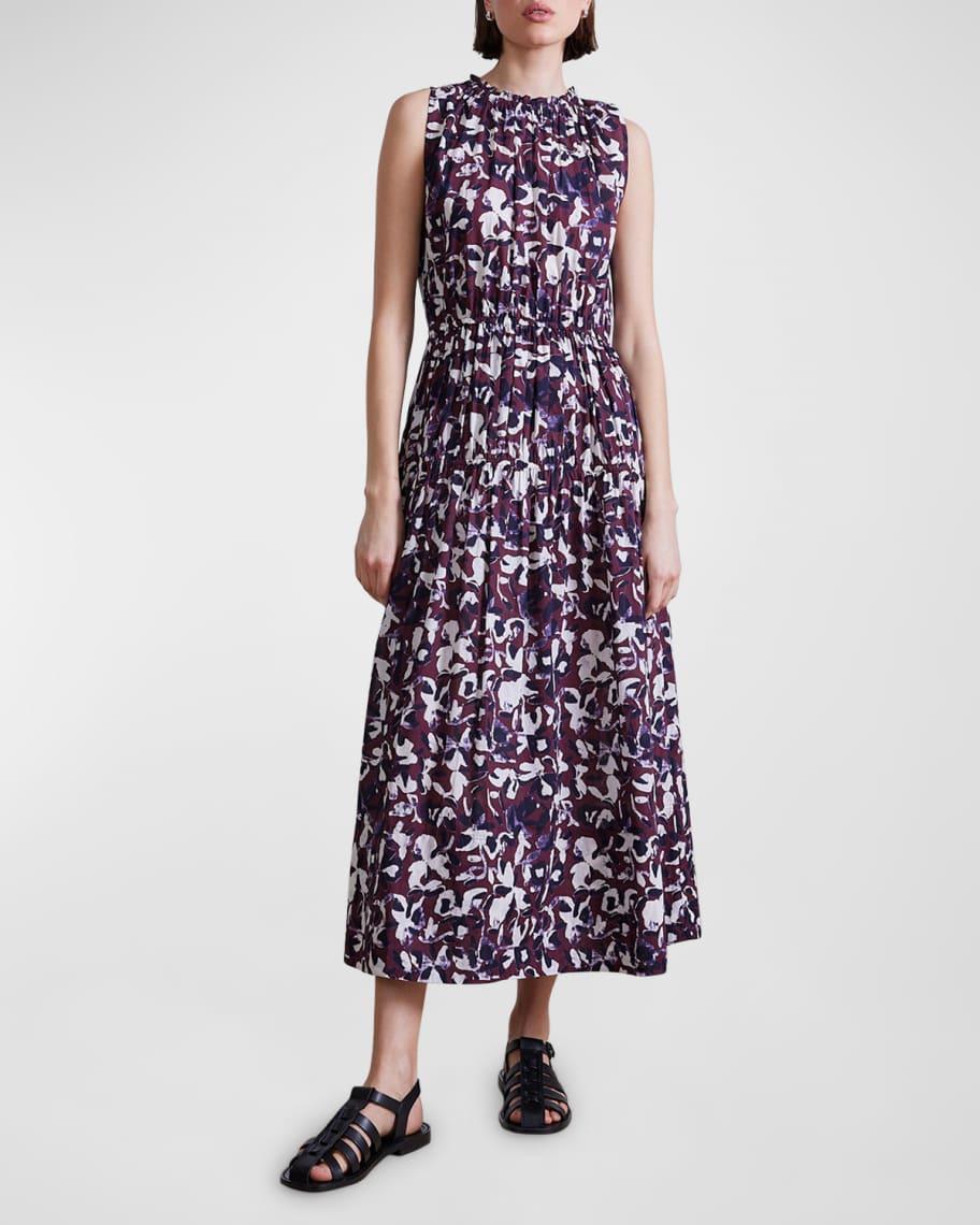 Arte Floral-Print Organic Cotton Midi Dress Product Image