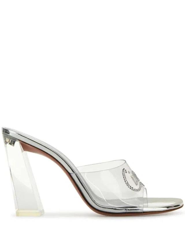 Transparent Pvc Bella Mules In Silver Product Image