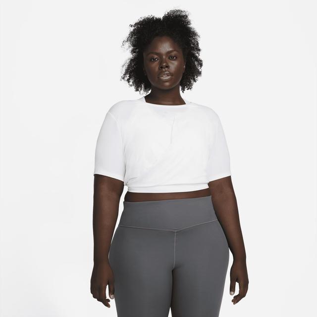 Nike Women's Dri-FIT One Luxe Twist Cropped Short-Sleeve Top (Plus Size) in White, Size: 1X  Product Image